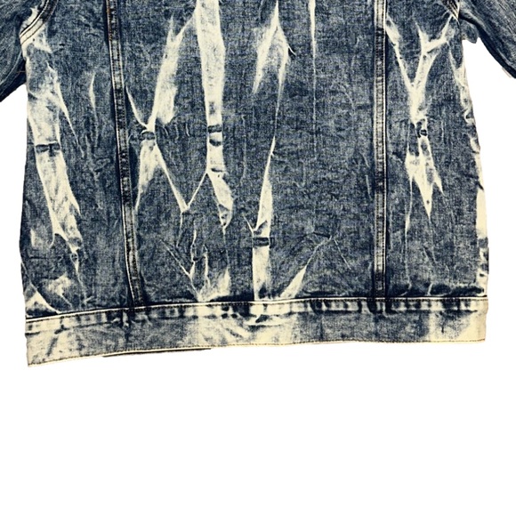 Rolling Paper Acid Wash Distressed Denim Jean Jacket Blend Unisex size Large✨ - Picture 15 of 16